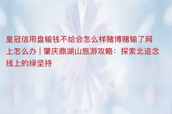 皇冠信用盘输钱不给会怎么样赌博赌输了网上怎么办 | 肇庆鼎湖山旅游攻略：探索北追念线上的绿坚持